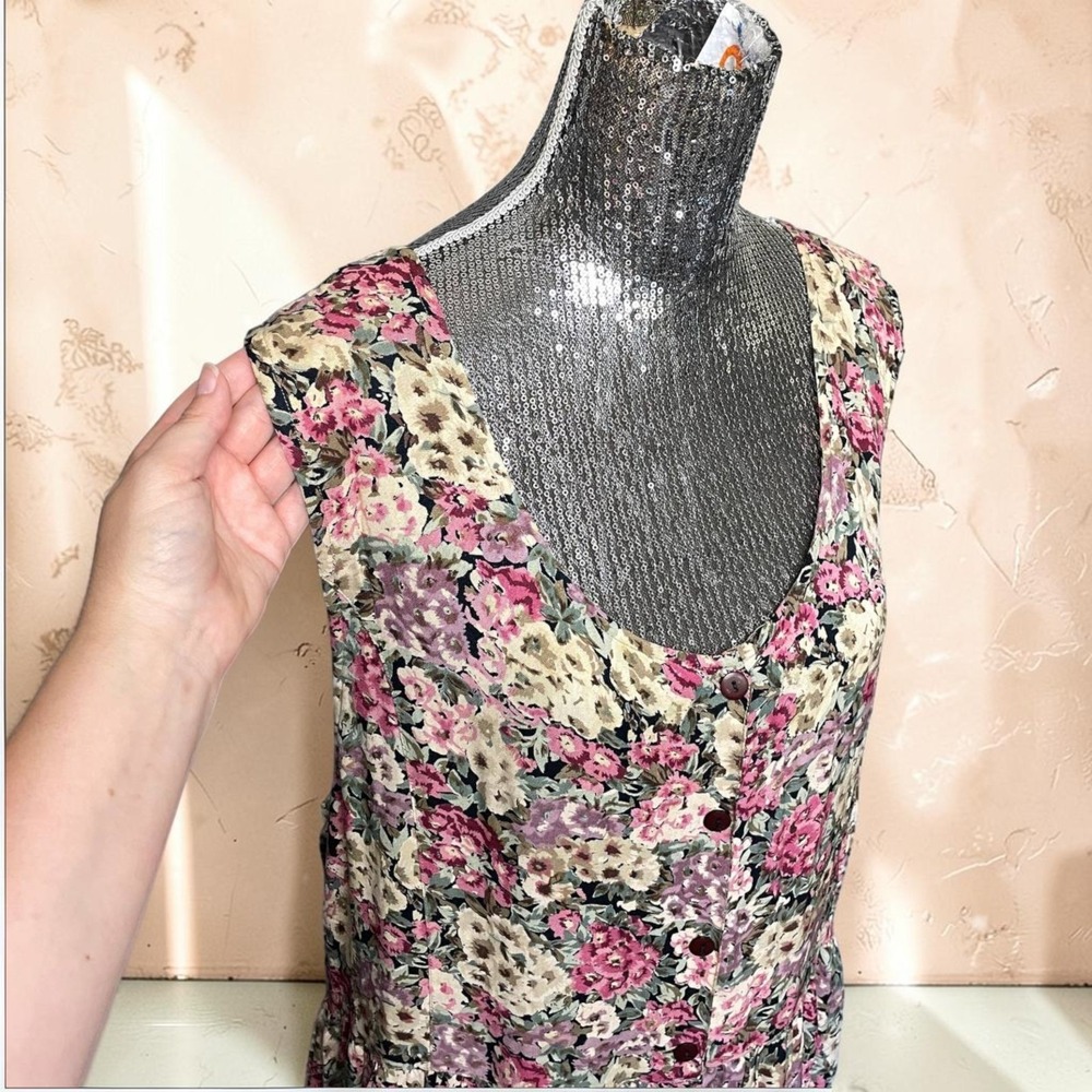 Vintage Bryn Connelly Floral Sundress 2X Plus Cottagecore Button Front Pockets - Picture 2 of 9